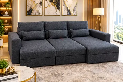 Modern L-Shape Sofa Bed
Stylish L-shape sofa bed designed for both sitting and sleeping. Includes p