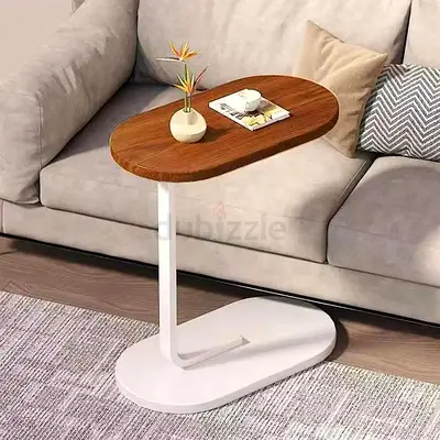 Modern C-Shaped Side Table – Wooden Top