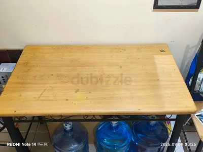 Sturdy Rectangular Wooden Top Table with Metal Frame with 4 chairs