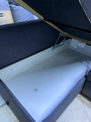 Modern Gray Fabric Sofa with Storage Compartment