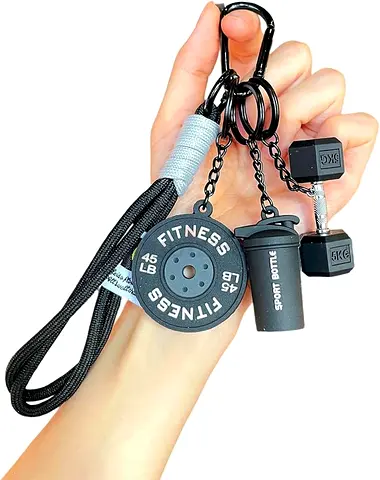 Fitness Gym Keychain Set – Dumbbell & Workout Accessories Keychain