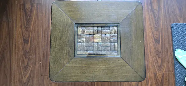Wooden Side Table with Glass Inset Top