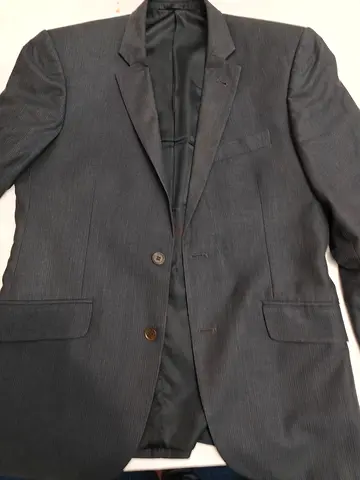 Gray Men's Suit Blazer Jacket - Single-Breasted, Size M, Louis Philippe
