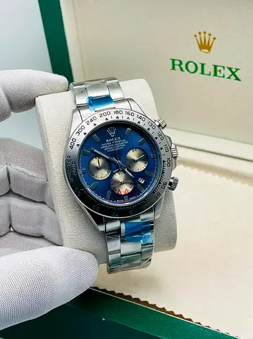 Rolex stainless steel chronograph watch with blue dial (pre-owned)