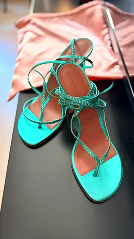 Amina Muaddi Strapy Sandals Metalic Green 41 EU