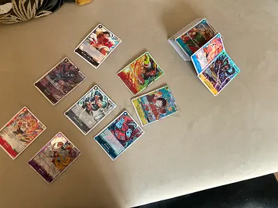 One piece TGC trading cards - mixed rarities, good condition
