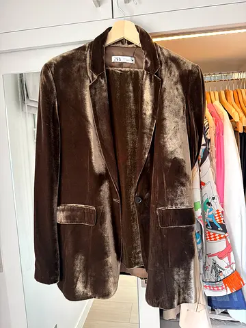 Velvet Brown Zara Coordinated Set (tailleur)