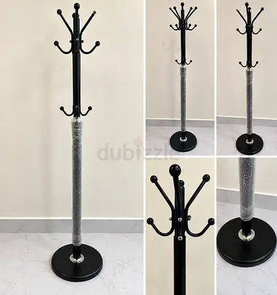 Freestanding Black Metal Coat & Clothes Stand – Heavy Round Base