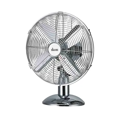 Ikon chrome tabletop/desk fan with box and 2 yrs warrenty - vintage style (brand new) 12"