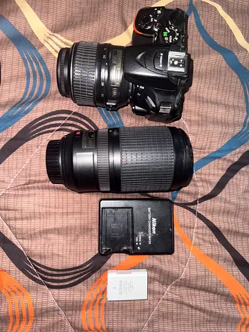 Nikon DSLR Camera with Two Lenses and Charger