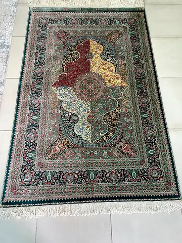 Handwoven Persian pure silk  rug - New