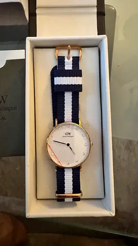 DANIEL WELLINGTON CLASSY GLASGOW WHITE DIAL TWO TONE NYLON STRAP WATCH FOR WOMEN