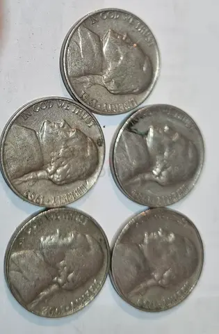Collection of 5 Vintage Roosevelt Dimes - Circulated
