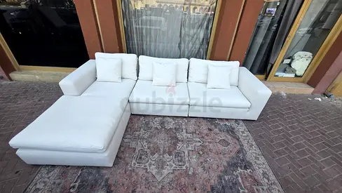 Feather 🪶 filled Marina Home L Shape Sofa Beige