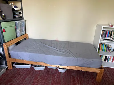 Wooden Single Bed Frame with Mattress