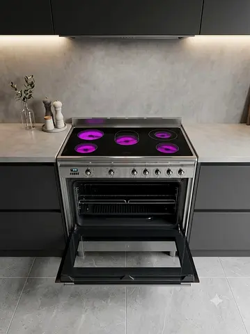 SMEG 90x60cm Electric Ceramic Cooker – 5-Burner Hob with Oven