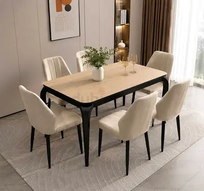 Brand new Top marble dinning Table with 6 Chairs Available