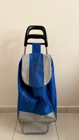 Blue Shopping Trolley/Cart with Foldable Frame - Good Condition