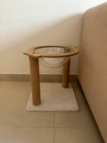 FREE modern Wooden Cat Tree with Clear Space Capsule Bed