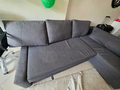 Ikea Gray L-shaped Fabric Sofa cum bed and storage - (Great Condition)