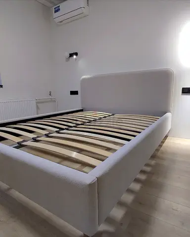Upholstered Double Bed Frame with Slatted Base