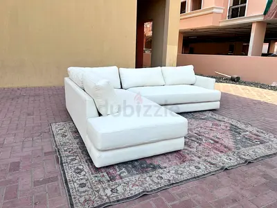 Comfortable Beige,  West Elm L Shape Sofa Beige