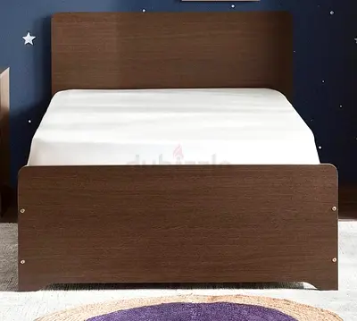 Single bed frame in dark brown wood - good condition with mattress
