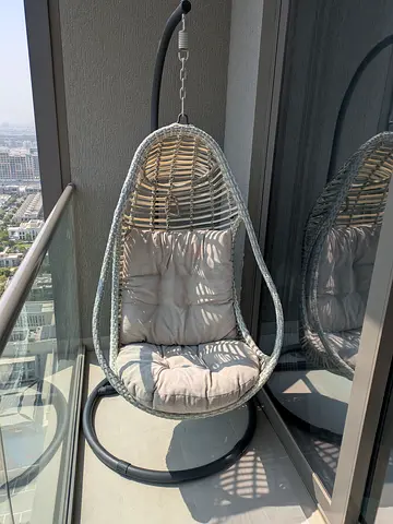 Rattan Hanging Egg Chair with Cushion - Free Standing