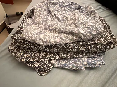 Used patterned bedsheet / duvet cover set - grey floral