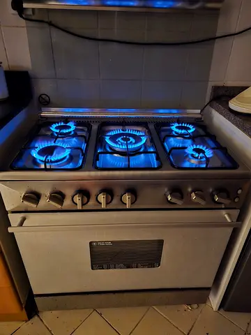 Used stainless steel 5-burner gas range with oven - good working condition