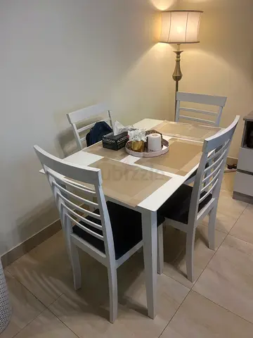 IKEA White Wooden Dining Table with 4 Chairs - Good Condition