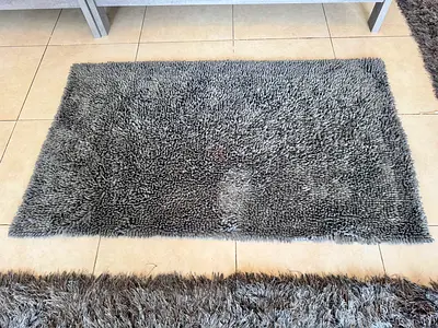 Set of 2 Grey Shaggy Rectangle Area Rug - 140x80cm (approx)
