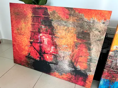 Large abstract sailing ship wall art canvas - signed print