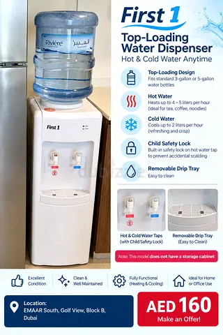 First1 Top-Loading Hot & Cold Water Dispenser - Good Condition