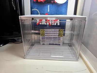 Small Clear Acrylic Display Case with Shelves - Wall or Desk Mountable
