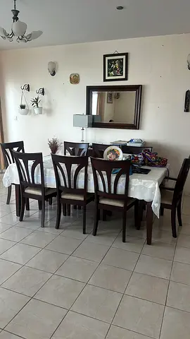 Wooden 8 Seater Dining Table with Chairs - Good Condition