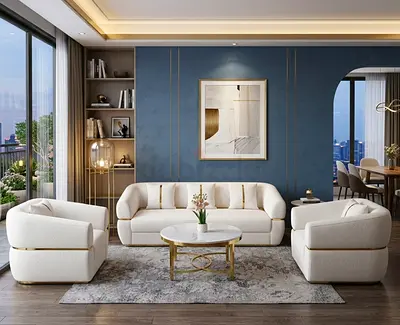 3-Seater Sofa with 2 Armchairs - Modern Fabric Set