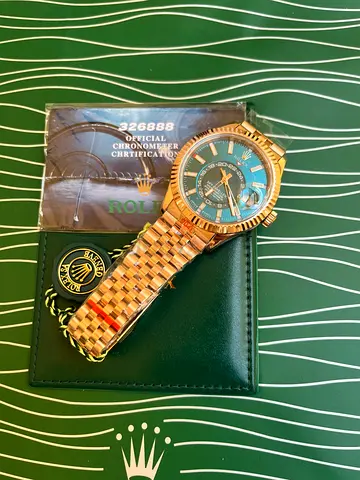 Rolex Sky-Dweller luxury watch, featuring a blue-green dial paired with an super master quality Swis