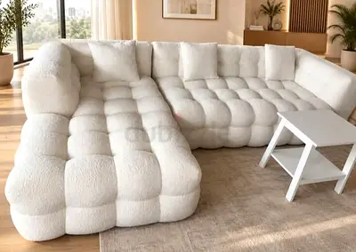 Large White Modular Tufted Sectional Sofa - Plush Corner Couch
