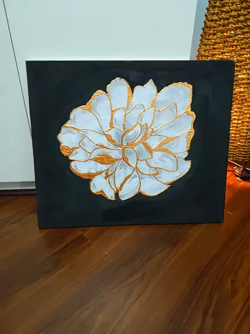 Hand-painted Floral Canvas Art with Gold Accents (ref. Pic) (customizable)
