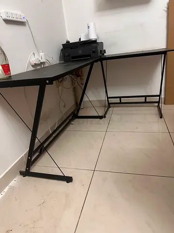 Black metal computer desk / study table - sturdy frame
