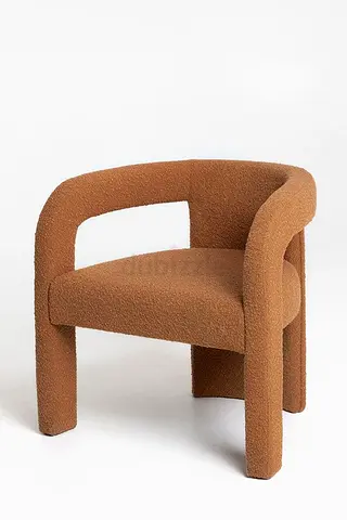 Modern Brown Bouclé Accent Chair - Cozy Armchair