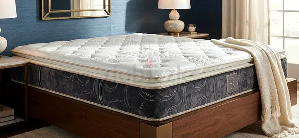 Queen mattress with pillow-top topper — good condition