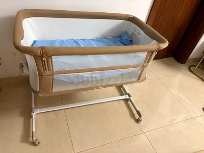 bedside bassinet / cradle - beige, adjustable bedside sleeper