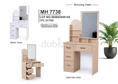 Dressing Table with Mirror and Drawers - Light Oak (MH 7738)