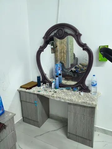 Dressing Table with Ornate Mirror and Granite Top