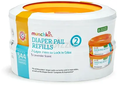 Munchkin Arm & Hammer Diaper Pail Refill Rings, 7 Layers Bag, Pack Of 2