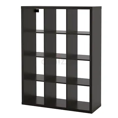 12-Compartment IKEA Kallax Dark Wooden Bookcase / Storage Shelf. Free delivery in Dubai.