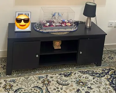 Dark wood TV cabinet/console with storage - good condition