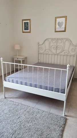 IKEA LEIRVIK White Metal Bed Frame with SULTAN LADE Slats